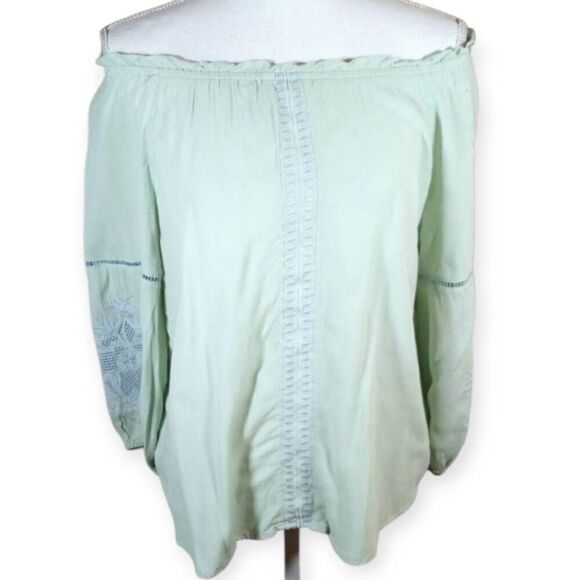 FRANCESCA'S BLUE RAIN MINT OFF-THE-SHOULDER TOP SZ.S EUC. - Picture 2 of 7